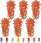 6-Pack Outdoor Faux Plants, 69-Flowered Large Morning Glory, Uv-Resistant Artificial Morning Glory,Perfect for Outdoor Decoration in All Seasons Such as Porches and Gardens (Orange)