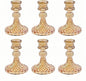Glass Candlestick Holder,Striped Taper Candle Holders,Set of 6 Candle Stand for Table Centerpieces, Home Decor,Weddings,Festival and Parties (Amber Dimond Pattern)