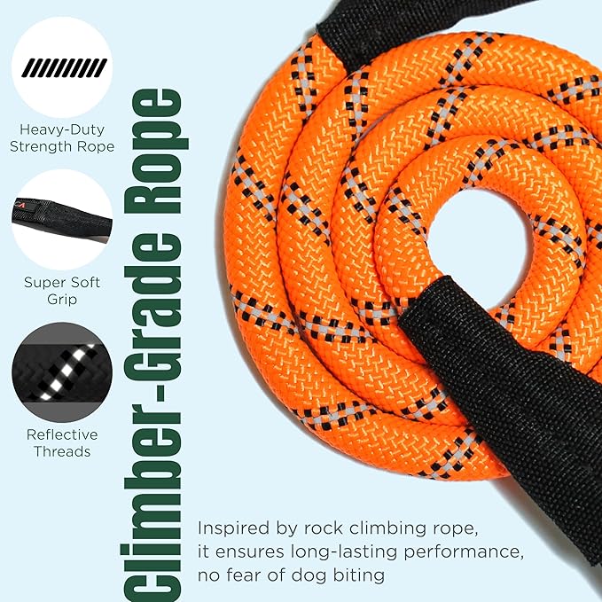 Dog Seat Belt for Car | Universal Dog Car Seatbelt | Durable Reflective Rope with Clip Hook Latch, Buckle and Carabiner- Safe and Secure Pet Safety Restraint (Orange)-Mewly Pet