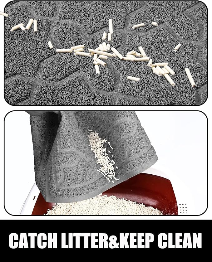 Yimobra Cat Litter Mat, 24"x20" Litter Mat with Litter Lock Mesh, Soft Cat Litter Mat Litter Trapping Mat, Easy to Clean, Non-Slip, Water Resistant, Litter Free Floors, Dark Grey-Mewly Pet