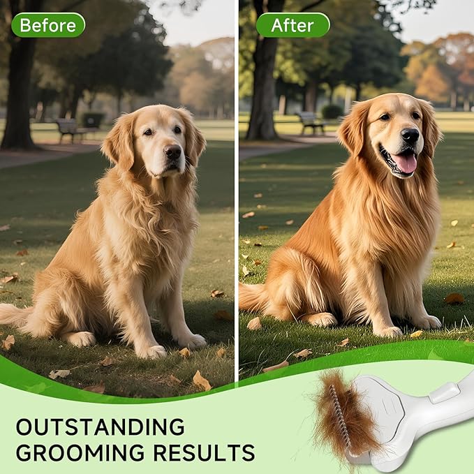 Undercoat Shedding Brush for Dogs & Cats – Professional Deshedding & Dematting Tool –Steam Brush for Cat & Dog Includes Waterless Shampoo-Mewly Pet
