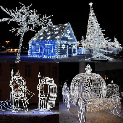 SURNIE Rope Lights Outdoor Waterproof Daylight White: LED 33FT Cuttable Outside Bright 110V Lighting 6000K Flexible Cool Clear Tube, Indoor Deck Patio Xmas Camping Decor, Not Flat Strip