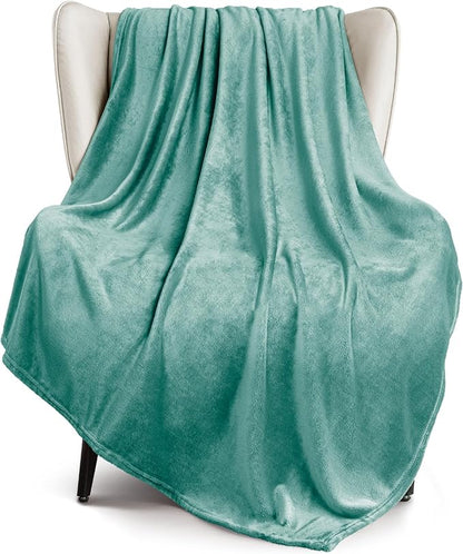 Exclusivo Mezcla Extra Large Fleece Throw Blanket for Couch, Sofa, 300GSM Super Soft and Warm Blankets, Celadon Throw All Season Use, Cozy, Plush, Lightweight, 50x70 Inches