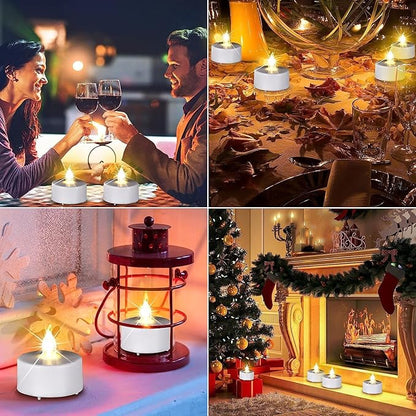 Battery Operated Tea Light Candles:200 Pack Flameless LED Realistic Flickering Candles 100+ Hours Electric Fake Candle in Warm White Ideal for Party, Wedding, Birthday, Gifts and Home Decoration