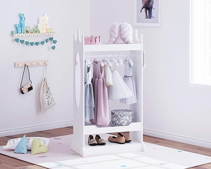 UTEX Kid’s See and Store Dress-up Center, Costume Closet for Kids, Open Hanging Armoire Closet, Pretend Storage, Costume Dresser(White)