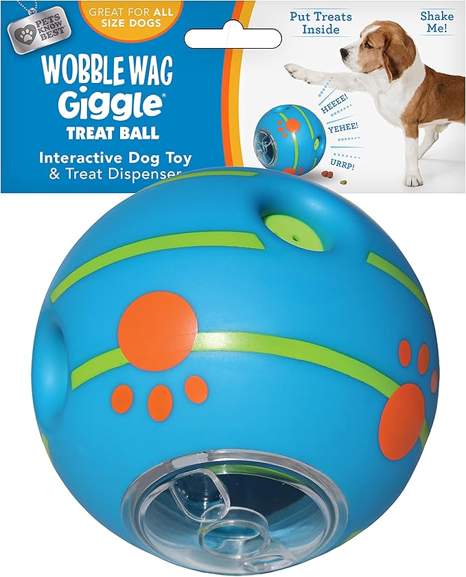 Wobble Wag Giggle Treat Ball- Interactive Dog Toy & Treat Dispenser, Fun Giggle Sounds When Rolled or Shaken, Great for Dogs Pets Know Best-Mewly Pet