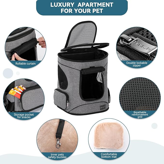 Petsfit Pet Backpack Carrier with Upgrade Waist Cushion Design to Better Fit The Waist, Suitable for Small and Medium Cats, and Rabbits up to 18 Pounds-Mewly Pet