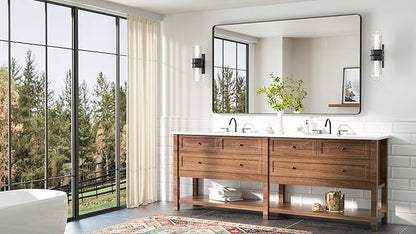 TETOTE 60 x 36 Black Mirror for Bathroom Large Black Framed Mirror for Bathroom, Tempered Glass, Wall Mounted, Entryway, Bedroom, Living Room(Horizontal/Vertical)