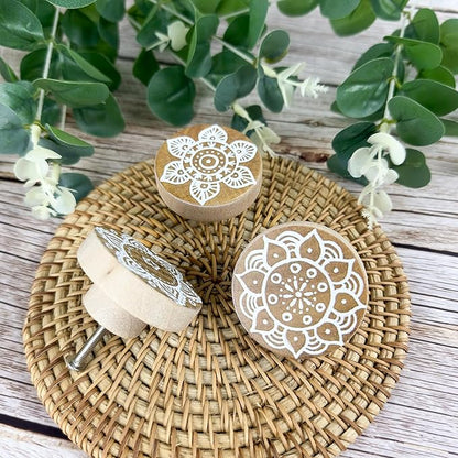 8Pack 1.8" Wooden Boho Nursery Kids Dresser Drawer Pulls Cute Cabinet Furniture Decorative Knobs