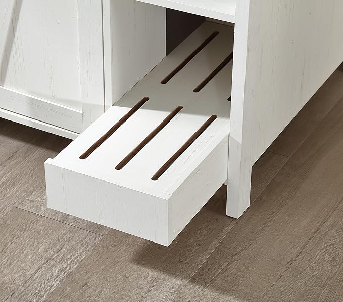 Cat Litter Robot Enclosure,for Placing Litter Robot 3/4,Power Outlet and Dog-Proof Shelf for Litter Robot Cabinet,Litter Collector for Automatic Litter Box Enclosure,Antique White-Mewly Pet