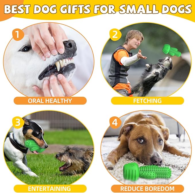 Christmas Dog Gifts, Dog Toys for Small Dogs Dog Toothbrush for Teething Cleaning, Rubber Squeaky Toys for Puppy-Mewly Pet