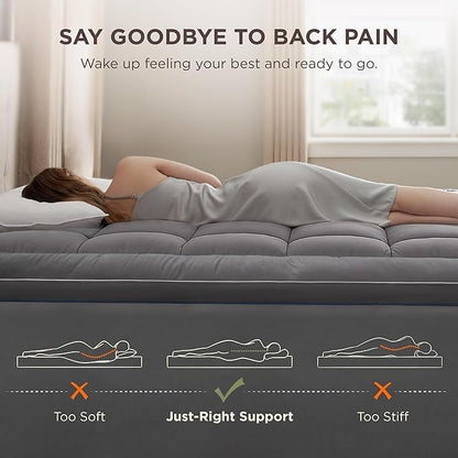 Bedsure Twin Mattress Topper - Pillow Top Mattress Pad Cover with Deep Pocket Fits up to 21 Inches, Plush Soft Bed Topper for Back Pain Relief, Overfilled with Down Alternative Filling, Grey
