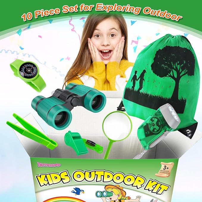 Kids Explorer Kit & Bug Catcher Kit, Camping Gear for Kids, Outdoor Exploration Set with Backpack & Binoculars, Ideal Outdoor Adventure Toys for Boys Girls 3-12-Mewly Pet