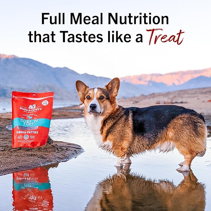 Stella & Chewy's Freeze-Dried Raw Dinner Patties - Surf 'N Turf Salmon & Beef Recipe - High Protein Grain-Free Puppy & Dog Food - Perfect For Picky Eaters - 5.5 oz-Mewly Pet