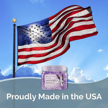 SMELLS BEGONE Odor Eliminator Gel Beads - 12 oz, Pack of 2 - Eliminates Odor in Bathrooms, Cars, Boats, RVs & Pet Areas - Air Freshener - Made with Essential Oils - Lavender Vanilla Scent