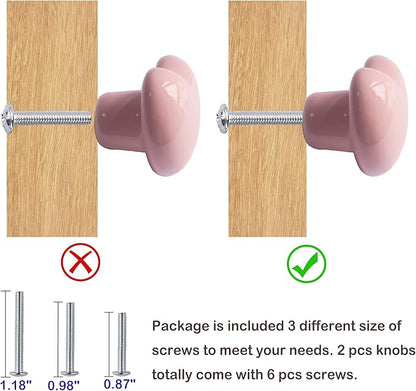Ceramic Drawer Knobs Heart Shape Cabinet Dresser Pulls Handles with 3 Sized Screws, Kitchen Furniture Knobs for Closet Cupboard Wardrobe (2, Powder Pink)
