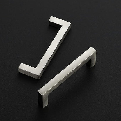 Ravinte 10 Pack Solid Brushed Nickel Kitchen Cabinet Handles Slim Drawer Pulls with 3-1/2 Inch Hole Center Square Bar Cupboard Hardware