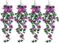 RECUTMS Artificial Hanging Rose Plants Fake Flowers Vines Wall Décor House Garden Patio Front Porch Indoor Decor (Purple)