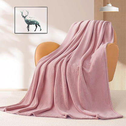 BEAUTEX Fleece Blanket Queen Size Super Soft Flannel Throw Blanket Lightweight Fuzzy Plush Blanket for Couch Sofa or Bed All Seasons (Dusty Pink, 90" x 90")