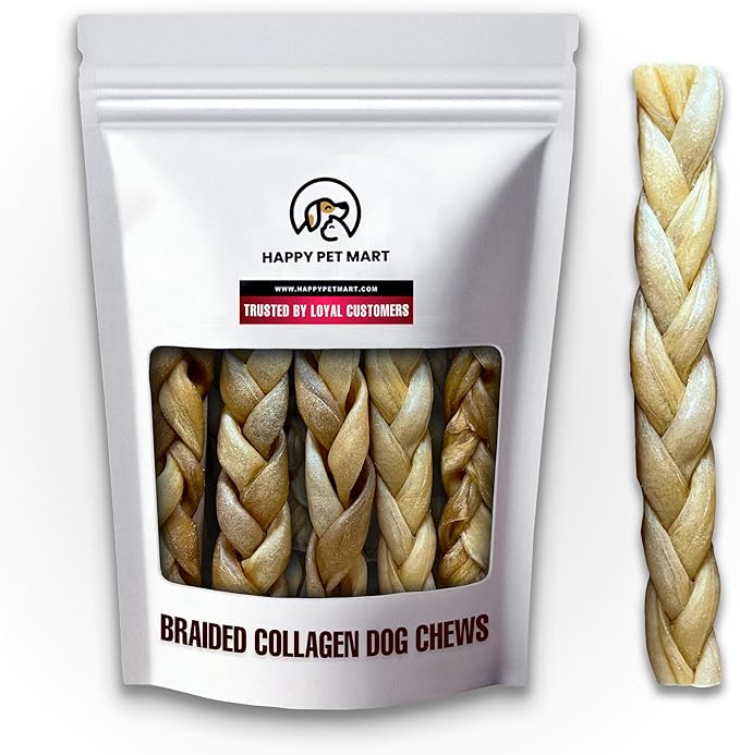 Odor-Free Super Braided Collagen Dog Chews (10-Inch). - Long-Lasting Bully Stick & Rawhide Alternative, Single Ingredient Chew Treat for Aggressive Chewers (Pack of 10)-Mewly Pet