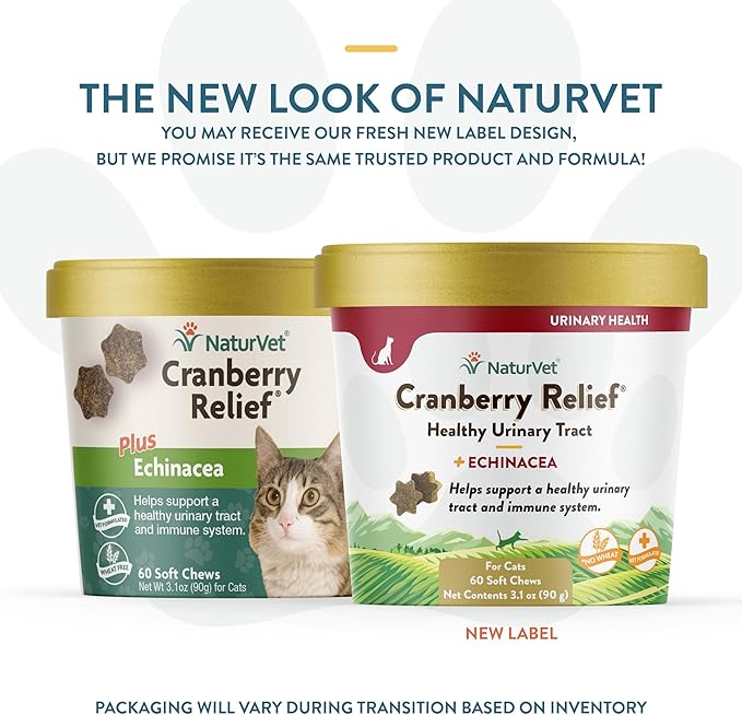 NaturVet Cranberry Relief Plus Echinacea for Cats, 60 ct Soft Chews, Made in The USA with Globally Source Ingredients-Mewly Pet