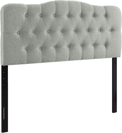 Modway Annabel Tufted Button Linen Fabric Upholstered Queen Headboard in Gray