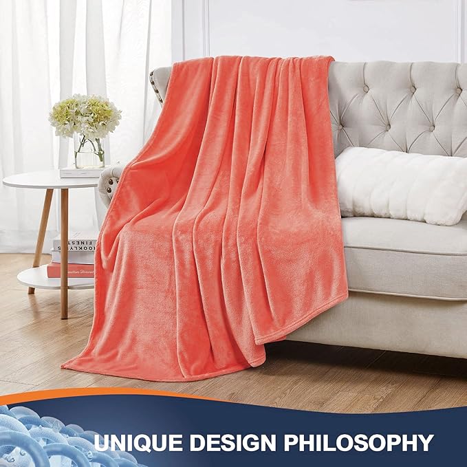 Walensee Fleece Blanket Plush Throw Fuzzy Lightweight (XL-Twin Size 66x90 Coral) Super Soft Microfiber Flannel Blankets for Couch, Bed, Sofa Ultra Luxurious Warm and Cozy for All Seasons