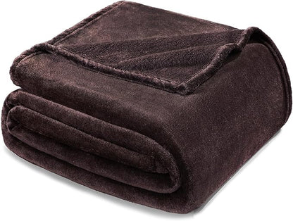 Exclusivo Mezcla Fleece Blanket Queen Size for Bed, Super Soft and Warm, All Season Use, Cozy, Plush, Lightweight, 90x90 Inches, Coffee