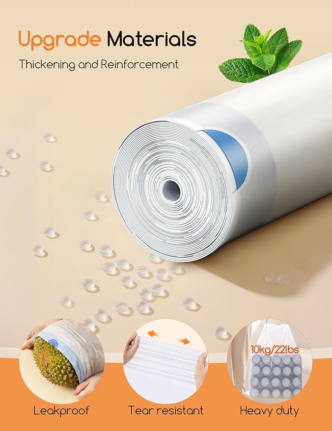 MeoWant Cat Litter Box Liner -120PCS Heavy Duty Drawstring Trash Bags for MeoWant MW-SC01/MW-SC02 Automatic Self-Cleaning Boxes, Extra Thick Leakproof, 6 Rolls (20 Bags/Roll)-Mewly Pet