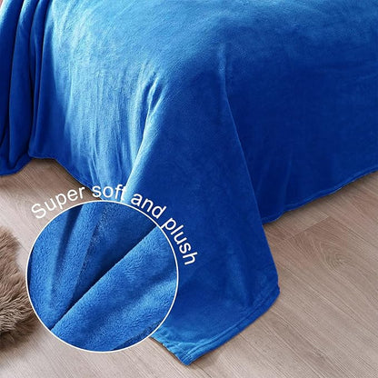 Exclusivo Mezcla Fleece Blanket Twin Size for Bed, Super Soft and Warm, All Season Use, Cozy, Plush, Lightweight, 90x66 Inches, Cobalt Blue