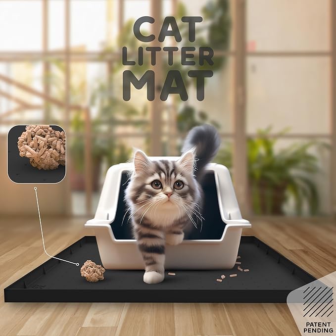 32x24x1” XL Dog Food Mat - All Purpose Under Sink Liner, Washer and Dryer Covers for The Top, Silicone Griddle Mat for Blackstone - Raised Edges Dog Mat for Food and Water Prevent Spill, Waterproof-Mewly Pet