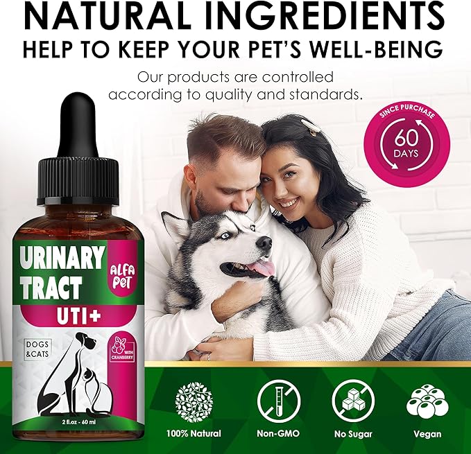 Сat Urinary Tract Infection Treatment with Cranberry – Dog UTI Treatment to Care for Bladder – Cat UTI Treatment for Kidneys – Preventive Support for Renal Health in Drops – 2 Oz-Mewly Pet