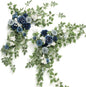 Ling's moment 2PCS Dusty Blue Artificial Floral Swags Centerpieces Wedding Flower Rose Garland Greenery Arrangements for Sweetheart Table Decor Backdrop Arch Flowers Wall Home Garden Decorations