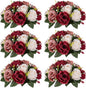 Nuptio Artificial Flower Centrepieces for Tables - 6 Pcs Burgundy & Dusty Rose & Creamy White Fake Flowers Roses Balls 9.5in Diam - Silk Faux Rose Arrangement for Wedding Party Centerpiece Table Decor