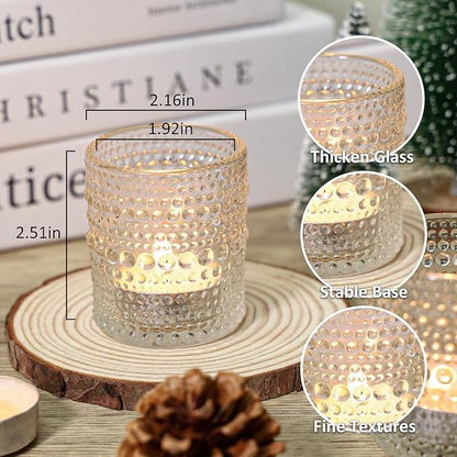 24 Pcs Votive Candle Holders, Clear Glass Candle Holders Bulk for Table Centerpiece, Tea Lights Candle Holders for Wedding Shower, Party and Home Decor