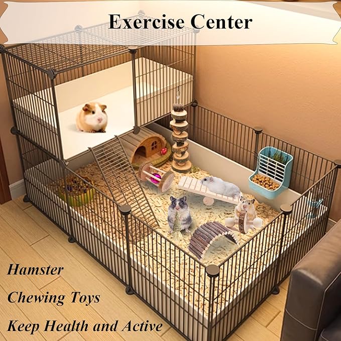 Grddaef Hamster Toys, Guinea Pig Chew Toys Rabbit Enrichment Cage Accessories Toys for Chinchilla Gerbils Rats Bunny Squirrels-Mewly Pet