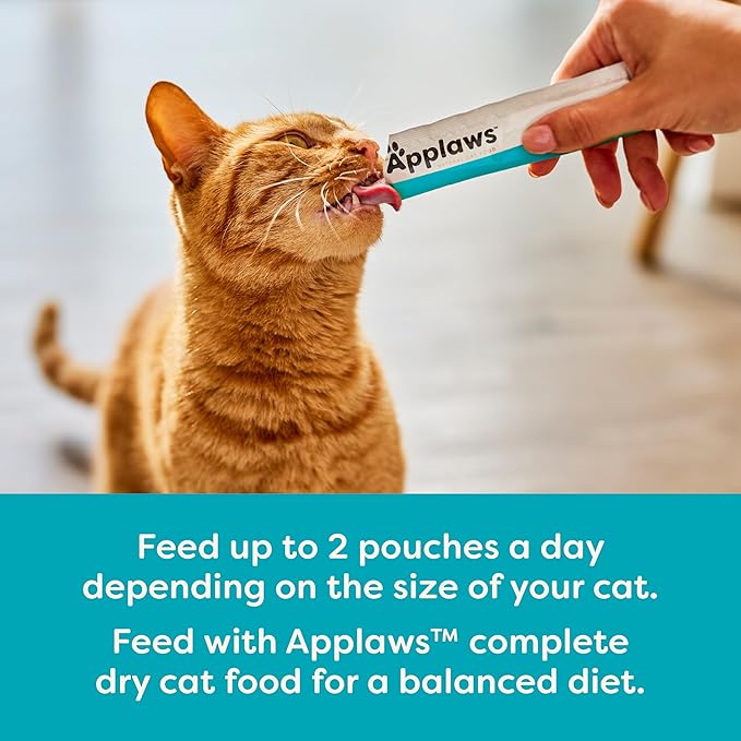 Applaws Lickable Cat Treats, Natural Grain-Free Purée, Limited Ingredient, Tuna Squeeze Up Cat Treats (60 x 0.5 oz Sachets)-Mewly Pet