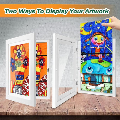 4 Pack Kids Artwork Frames Changeable 8.5 x 11 Inch Children Art Projects Kids Art Frames Front Opening Picture Display Frame, White