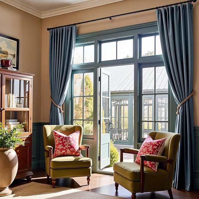 Lazzzy Velvet Blackout Curtains Thermal Insulated Room Window Drapes Super Soft Luxury Curtains for Living Room Bedroom Rod Pocket 2 Panels, Dark Slate, 42" W x 96" L