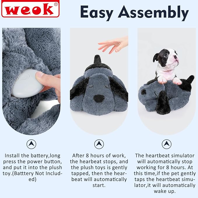 Heartbeat Dog Toy for Puppy- Heartbeat Helps for Dog Anxiety Relief and Calming Aid, Puppy Heartbeat Stuffed Animal Anxiety Calming Behavioral Aid Puppy Heartbeat Toy Sleep aid for Dogs Cats Pets-Mewly Pet