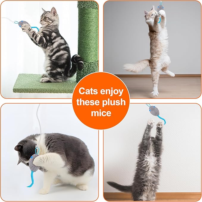 Cat Toy, Upgraded Smart Interactive Cat Toys with Remote Control, USB Rechargeable Door Hanging Retractable Kitten Toy for Self Play, Teaser Electronic Feather Cat String with 3 Plush Mice-Mewly Pet