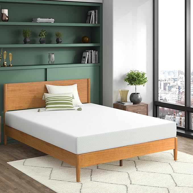 ZINUS 8 Inch Green Tea Memory Foam Mattress, Full, Fiberglass Free, Patented Custom Contour Support, Sturdy Base Foam, CertiPUR-US Certified, Mattress in A Box, White