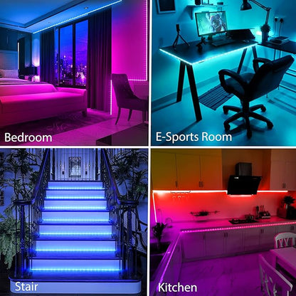 QZYL LED Lights for Bedroom 100 FT(4 Rolls), Strip Lights with App Control, Sync to Music 5050 RGB with 44 Keys IR Remote for Room Party Home Decorations