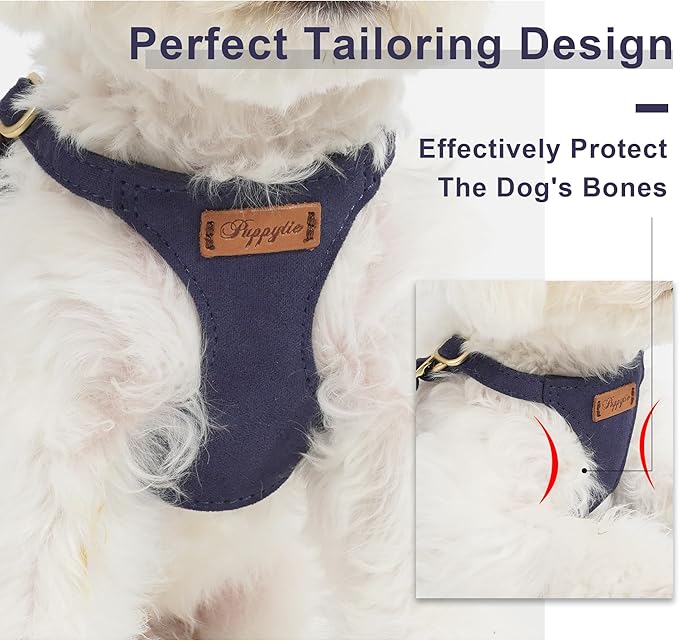 Puppytie No Pull Dog Harness with Multifunction Dog Leash,Soft Adjustable No Choke Escape Proof Pet Harness Vest for Medium Dogs or Large Dogs,Navy,M-Mewly Pet