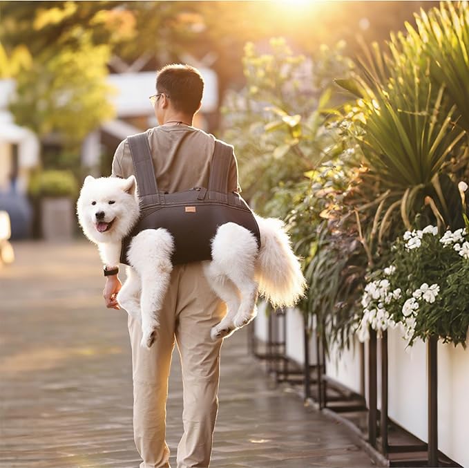 Dog Lift Harness Backpack Carrier for Large Dogs, Full Body Sling with Handle, Dog Harness for Joint Injuries, Arthritis, Ideal for Stairs, Elderly Dogs (Black Large 20-29 LBS)-Mewly Pet