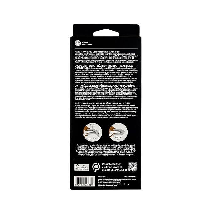 Tweezerman Small Nail Clippers for Dogs & Cats, Manual Professional Dog & Cat Nail Trimmer with Ergonomic Handle-Mewly Pet