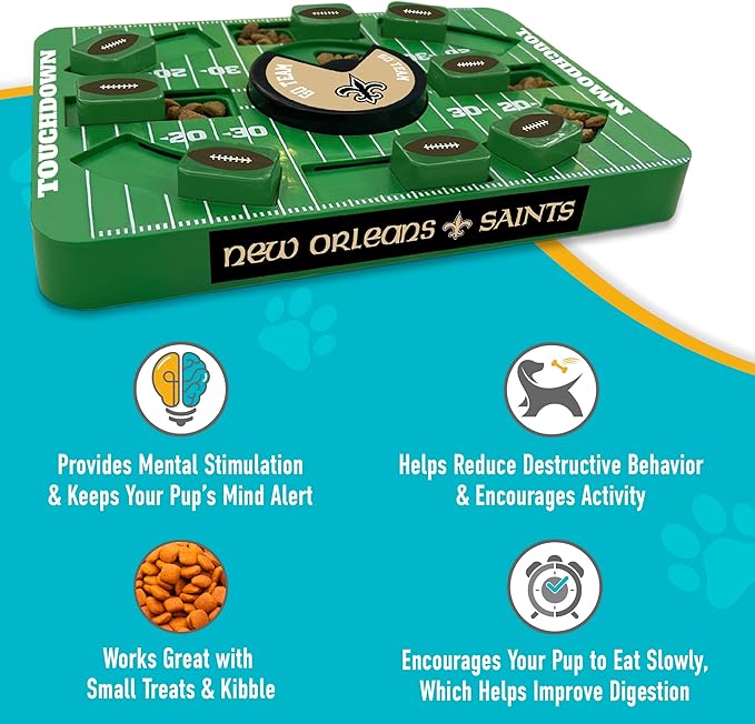 Pets First NFL New Orleans Saints Large Puzzle Toy - Interactive Dog Slow Feeding Treat Toy, Large Size-Mewly Pet