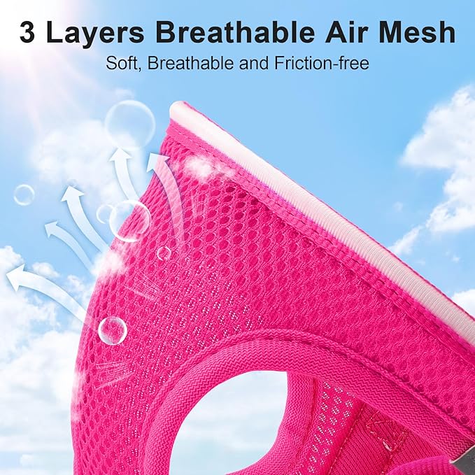 Light Up Dog Harness,Rechargeable LED Dog Harness for Small Medium Large Dogs,Reflective Lighted Safety Vest for Night Walking & Camping,Lightweight & Adjustable,Pink,L-Mewly Pet