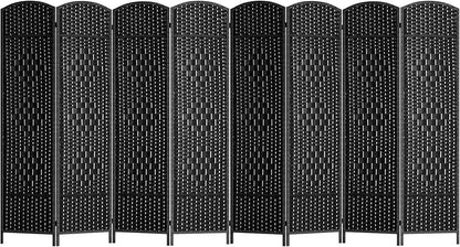 FDW Room Divider 8 Panel Folding Privacy Divider 6 Ft Indoor Wall Divider Portable Partition Wood Screen, Coal Black