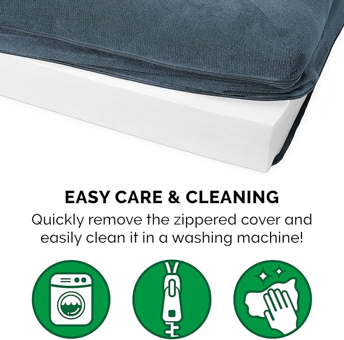 Furhaven Orthopedic Dog Bed for Large Dogs w/ Removable Bolsters & Washable Cover, For Dogs Up to 125 lbs - Sherpa & Chenille Sofa - Orion Blue, Jumbo Plus/XXL-Mewly Pet